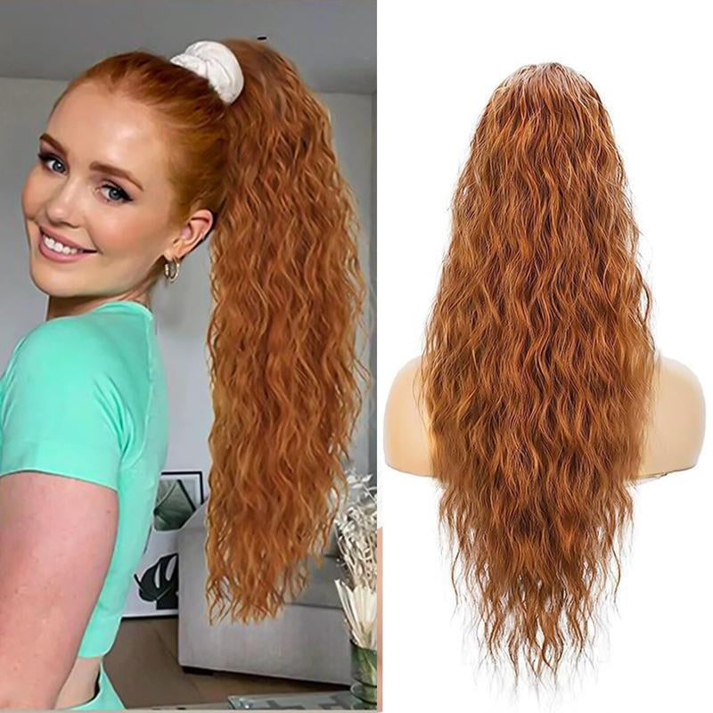 Ponytail Extension 24 Inch Long Curly Wavy Claw Clip in Ponytail Hair Extensions,Synthetic Ponytail Hair Extension Clip in Hairpiece for Daily Use