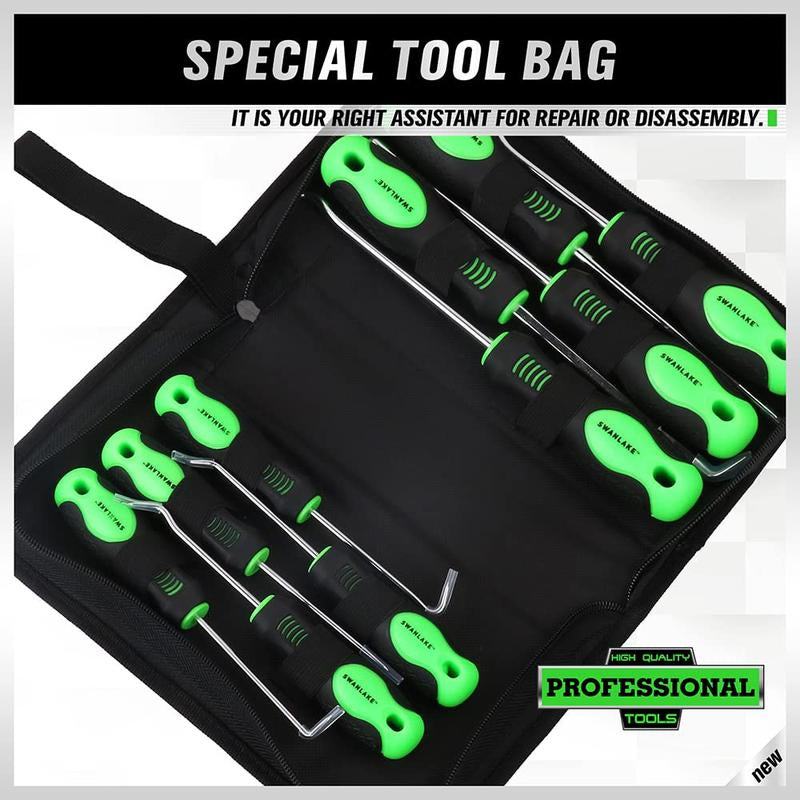 SWANLAKE 10PCS Pick and Hook Set, Pick Tool Set for Car Auto Oil Seal/O-Ring Seal Gasket Pick Mini Hooks Puller Remover (10PCS) Hand Tool Accessory Green Rubber Tool Gift Work Equipment Christmas Gift Magnetic Pickup Cool Mechanic Men Tool