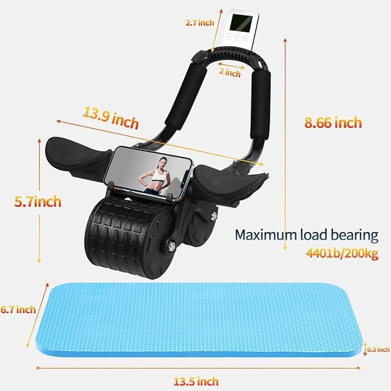 Ab Roller Wheel with Timer Automatic Rebound Elbow Support Core Exercise Machine