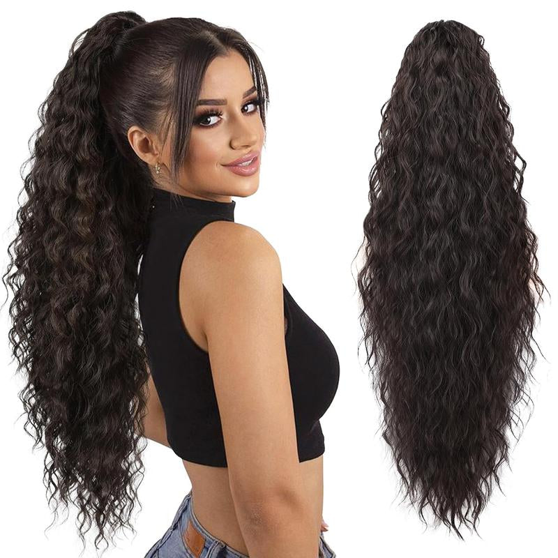 Ponytail Extension 24 Inch Long Curly Wavy Claw Clip in Ponytail Hair Extensions,Synthetic Ponytail Hair Extension Clip in Hairpiece for Daily Use