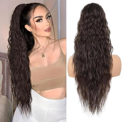 Ponytail Extension 24 Inch Long Curly Wavy Claw Clip in Ponytail Hair Extensions,Synthetic Ponytail Hair Extension Clip in Hairpiece for Daily Use