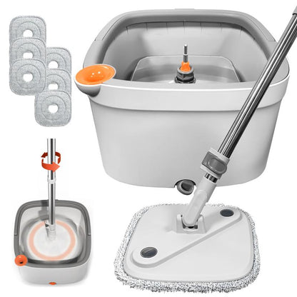 Spin Mop and Bucket Set with Microfiber Replaceable Mop Pads Self Separation Dirty and Clean Water System for Hardwood Tile Marble Floors