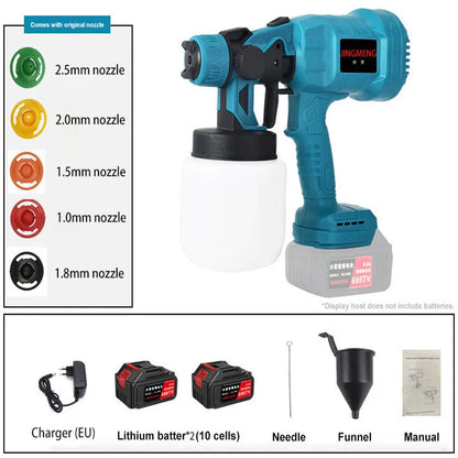 800ML Electric Spray Gun Cordless Paint Sprayer Auto Furniture Steel Coating Airbrush Compatible For 21V Battery