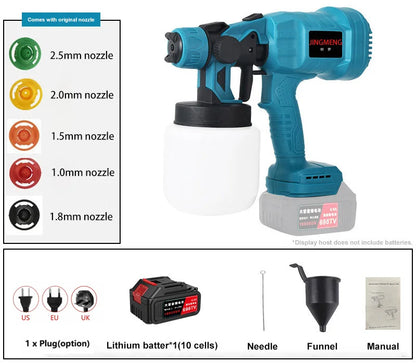 800ML Electric Spray Gun Cordless Paint Sprayer Auto Furniture Steel Coating Airbrush Compatible For 21V Battery