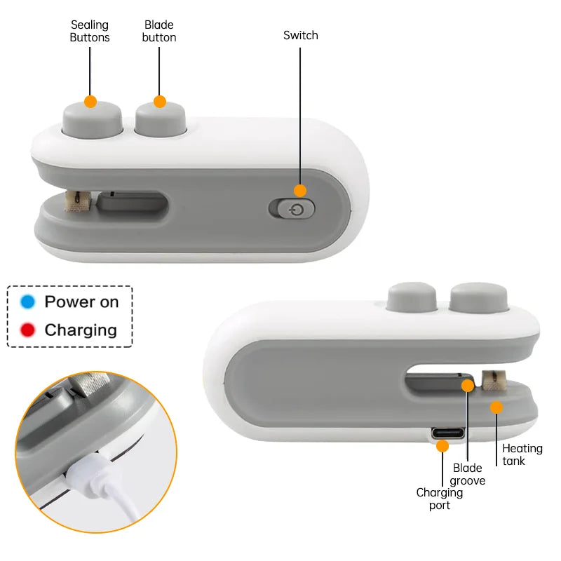 Handheld Mini Sealer: Portable 2-in-1 Heat Vacuum Food Packaging