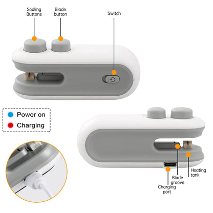 Handheld Mini Sealer: Portable 2-in-1 Heat Vacuum Food Packaging