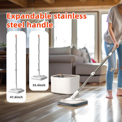 Spin Mop and Bucket Set with Microfiber Replaceable Mop Pads Self Separation Dirty and Clean Water System for Hardwood Tile Marble Floors