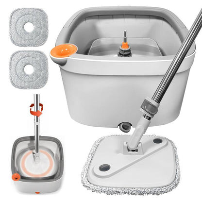 Spin Mop and Bucket Set with Microfiber Replaceable Mop Pads Self Separation Dirty and Clean Water System for Hardwood Tile Marble Floors