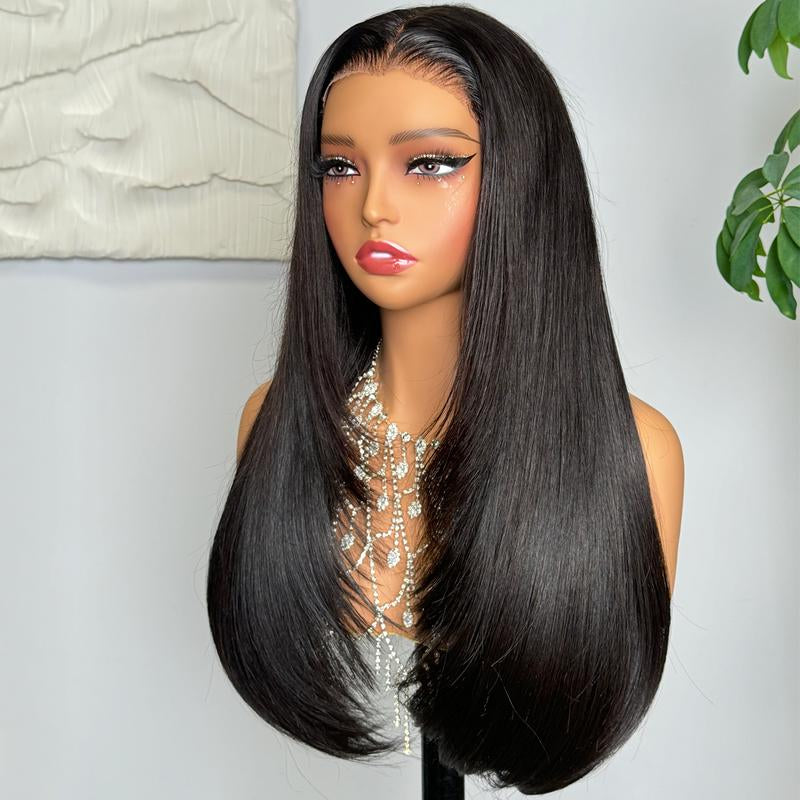 TESLAL Wear It Go Glueless Wig Pre Cut HD Lace 6X6X1 Lace Wig 180% Density Straight Hair Styling Wig