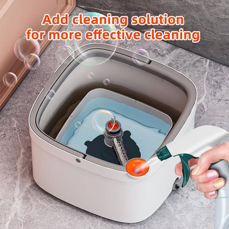 Spin Mop and Bucket Set with Microfiber Replaceable Mop Pads Self Separation Dirty and Clean Water System for Hardwood Tile Marble Floors